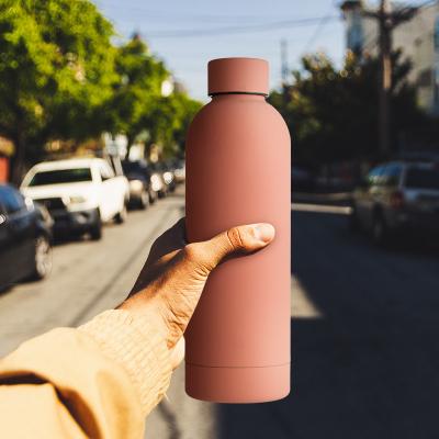 China Wholesale 500ml flask double wall double wall eco eco mouth water bottle custom viable stainless steel small colorful thermo rubber matte paint for sale