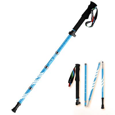 China Outdoor DIY Trekking Pole Folding Luminous External Carbon Fiber Lock Handle Straight Walking Stick for sale