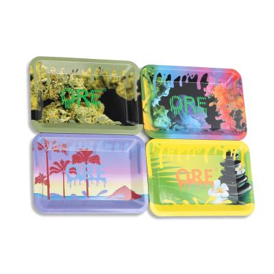 China Eco-friendly wholesale custom tray tin accessories creative tobacco rolling tray cigarette weed smoking rolliing tray for sale