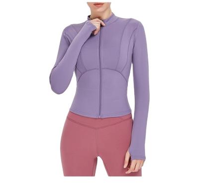 China Breathable Design Fitness Jacket slim fit Patchwork Zipper Women Gym Jacket zipper front opening slim jacket women for sale