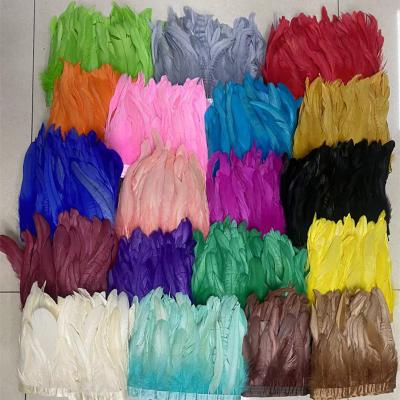 China Feather Handcraft 2 m/bag wholesale 15-20 cm fashionable chicken tail feather decoration clothing accessories colorful ostrich feather tassel deco for sale