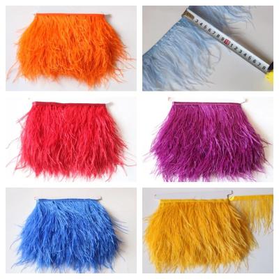 China Feather Handcraft 8-10 cm Turkey Ostrich Feathers Trim Ribbon Feathers Sewing Fringe Feather Trim for Pyjamas Stain Silk Blazer Dress for sale