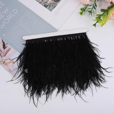 China Feather Handcraft Wholesale 10-15cm Natural Ostrich Feather Trim Fringe For Clothes Accessories Trimming for sale