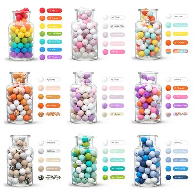 China Soft Toy 9mm 12mm 15mm 19mm Round Beads Bpa Free Colorful Bulk Sensory Toys Teething Food Grade Baby Silicone Beads Set for sale