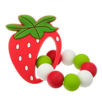 China Soft Toy Custom Unique Fruit Silicone Pacifier Teething Soother Holder Clip Baby Beads Teether Bracelet Chain for sale