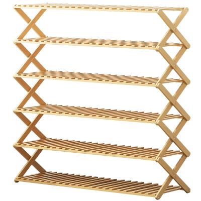 China Amazon Viable Top Selling Portable Living Room 3-6 Layers Bamboo Foldable Shoes Shelf Rack for sale