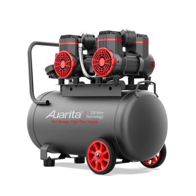 China Small 40L 1.2hp*2 Cylinder Oil Free Chinese Portable Oil Free Dual 220v Silent Piston Electric Air Compressor for sale