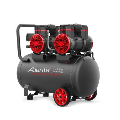 China High Quality Low Noise Silent Double Cylinder Oil Free 50 Liter 600W*2 Air Compressor for sale