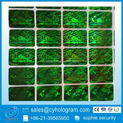 China Anti-Counterfeiting Hot Selling Genuine Color 3DTamper Obvious Hologram Sticker With Green Color Foil for sale