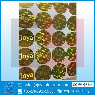 China 3cm Gold Circle Anti-Counterfeit Custom Security Hologram Metallic Labels With 2 Images for sale