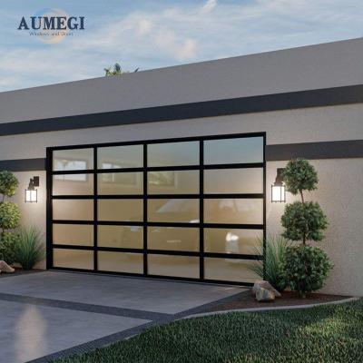 China Waterproof Aumegi Main Door Designs  Mirror Glass Garage Door High Quality Garage Door Glass Aluminum for sale