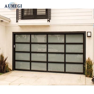 China Waterproof Aumegi Main Gate Entrance  Single Car Garage Door Sectional Car Garage Door Glass With Safety Flat Edge For Garage Door Glass for sale