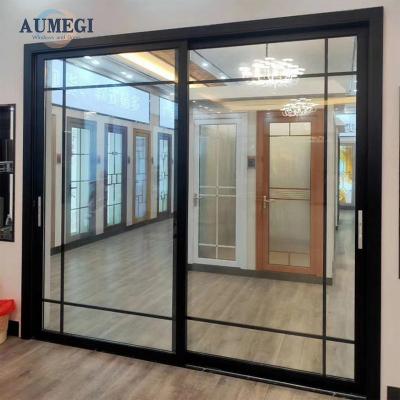 China Waterproof Aumegi Factory Wholesale Monorail Sliding Door Glass Door Sliding Sliding Window Door for sale