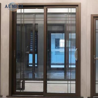 China Waterproof Aumegi Made In Guangdong Sliding Glazed Door Sliding Door Plexiglass Manual Sliding Door for sale