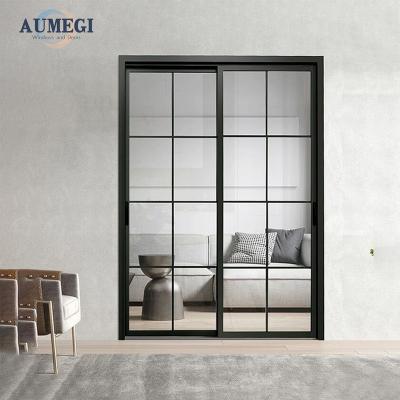 China Waterproof Aumegi Excellent Quality Sliding Door Glass Frameless Sliding Glass Doors Aluminum Alloy Sliding Door for sale