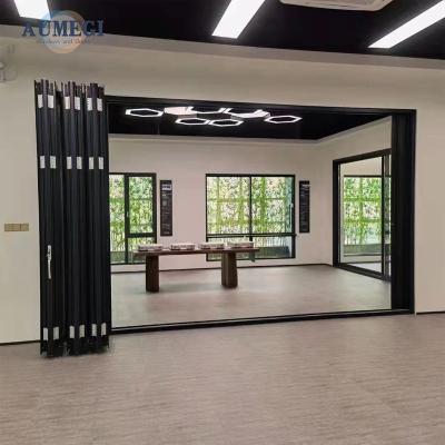 China Sound Insulation Aumegi Discounted Prices Luxury Hurricane proof Folding Door Soundproof Tempered Glass Bifold Exterior Doors for sale