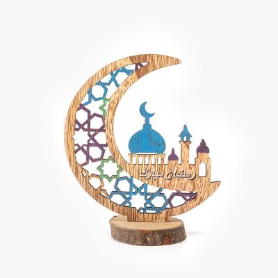 China Wooden 4 Designs New Design Islamic Wooden Star Moon Mubarak Ramadan Decorations Home Eid Party Decoration for sale