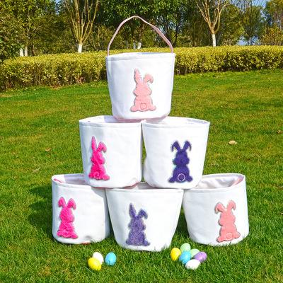 China Wholesale fabric egg and candy basket canvas fabric Easter basket with handle bagsc Easter bunny for sale