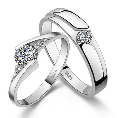 China CLASSIC Valentine's Day gift! platinum plated romantic silver cz couple rings for sale