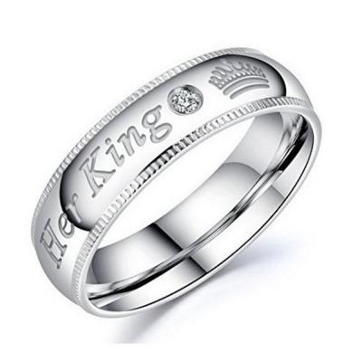 China New Classic 2022 CLASSIC Stainless Steel Her King His Queen Couple Ring Couple Ring for sale