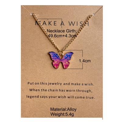 China Wholesale High Quality Fashionable Hiphop Finetoo Multiple Colors Butterfly Necklace Thin Chain Necklace For Women Jewelry for sale