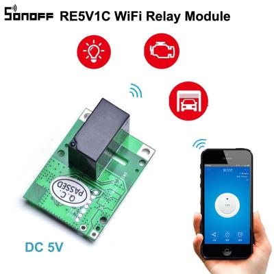 China Wifi SONOFF RE5V1C Relay Module 5V WiFi DIY Switch Dry Contact Output Inching/Selflock Working Modes APP/Voice/LAN Control Smart Home for sale