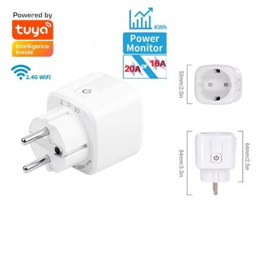 China APP Control Tuya 20A EU Smart Socket WiFi BLE Smart Plug With Power Monitoring Timing Function Voice Control Alexa Google Assistant for sale