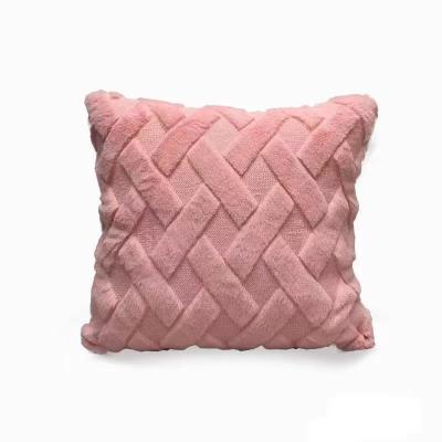 China Portable Velvet Cushion With Woolen Soft Velvet Short Plush Pillowcase Decorative Square Pillow Shell For Sofa Bedroom for sale