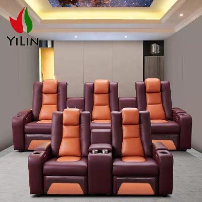 China Modern Yilin Furniture Living Room Sofa Theater Room Chair Cinema Chair Recliner Cinema Seating With Cup Holder for sale