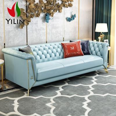 China New Style Luxury Modern Living Room Furniture Home Chesterfield Leather Sofa for sale