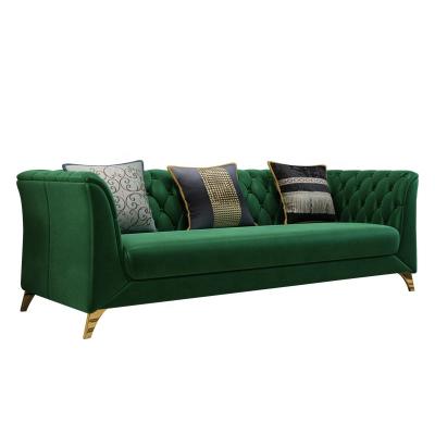 China Luxurious luxury chesterfiel living room green design italy sofa suede fabric furniture afbric for sale