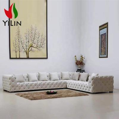 China Q304 Velvet Living Room Modular Chesterfield Sofas Leather Upholstery Sofa Hotel Furniture Modern Design Tufted Fabric Sofa Office Living Room Leather for sale