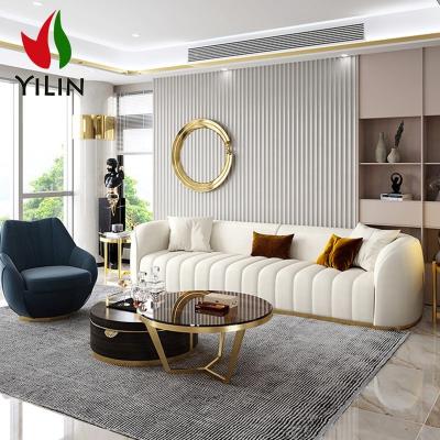 China Sofa Living Room Fabric Sectional Leather Sofas Couches Modern Long Leather Couch A5528 Stainless Steel Sofas for sale