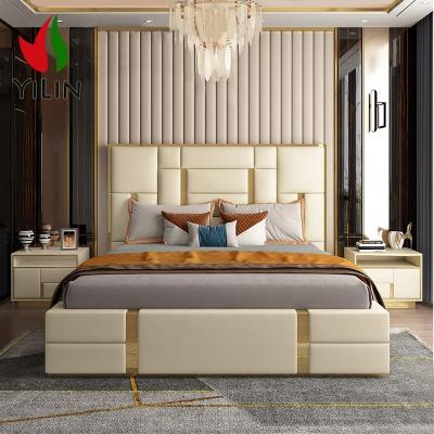 China Yilin Elegant Furniture Room Luxury Modern Comforter Sets Leather Bed Royal Double Bed Literas Adults Double Bed 1.8m for sale