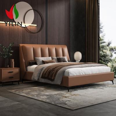 China Simple Stylish Furniture New Market Shunde Queen Size Genuine Leather Beds Latest Models for sale