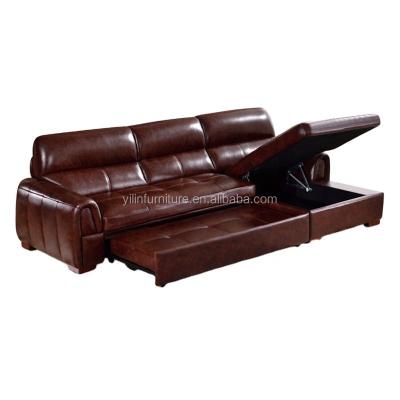 China Latest Storage Yilin Model Sofa Cum Bed Sets Dubai Upholster Leather Sofa Furniture Apartment Use Corner Sofa Bed With Storage for sale