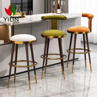 China High Counter Chair Bar Chair Furniture Gold Metal Velvet Seat Modern Nordic Big Bag Luxury Kitchen Bar Chairs For Bar Table for sale