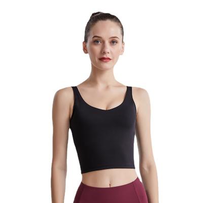 China Antibacterial Yoga Tank Tops For Women Padded Sports Bra Workout Crop Tops Running Yoga Tank Top for sale