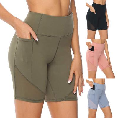 China Antibacterial Women's High Waist Yoga Shorts Summer High Waist Sports Shorts With Pockets For Gym Workout, Fitness, Jogging, Running, Cycling for sale