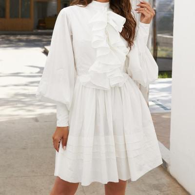 China HJ 2020 anti-static newcomers springs collection sleeves ruffles decoration women's casual long dresses for sale