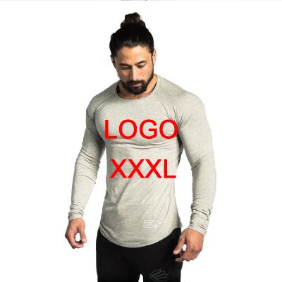 China Breathable XXXL Sports Cotton Running Stretch Long Sleeve T-Shirt For Sportsman , Running for sale