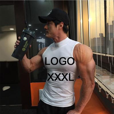 China Custom Logo Jacquard Printed Brand XXL Quick-Drying Casual Stretch Breathable Men's Slim High-Neck Vest for sale