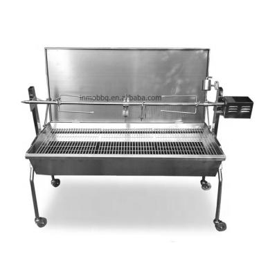 China Adjustable Height Heavy Duty Stainless Steel Rotisserie Grill Rotisserie 1.3M Long With Lid for sale