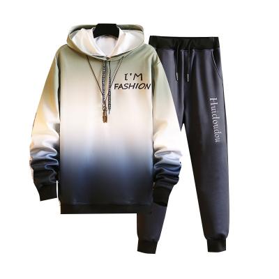 China Wholesale Good Quality Long Sleeve Loose Leisure Men's Hoodie Gradient Breathable Fashion Suit for sale