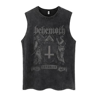 China Wholesale Men's Clothing Hip Hop High Quality QUICK DRY Street Wear Vintage Casual Oversized Vests 100%cotton Mens Sleeveless T-Shirts for sale