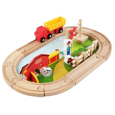 China Wooden Toy Wooden Intelligent Building Blocks Slot Train Rail Toys Set For Children Wooden Railway Set for sale