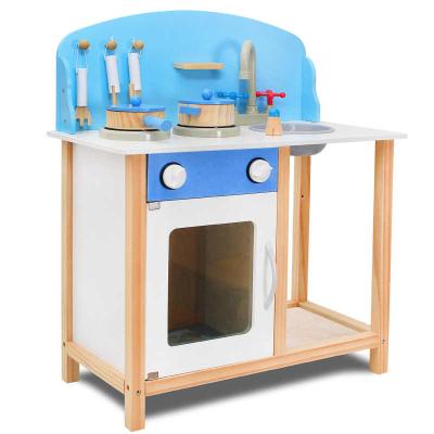 China Educational Toys Europe And America Style Pretend Role Play Cooking Toy White Wooden Kitchen Sets Toy For Girls for sale