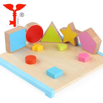 China Wooden Montessori Educational Toys Preschool Intelligence Developing Teaching Game Geometric Shapes Learning Board Wooden Shapes Puzzle for sale