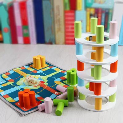 China Amazon Educational Hot Selling Colorful Building Block Tumbling Tower Games Toys Building Blocks Building and Flying Chess High Quality Toy for sale