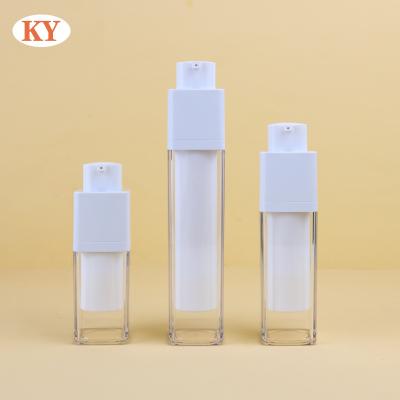 China Personal Skin Care Packaging high-end  Translucent  luxury rotating square airless bottle 15ml 30ml 50ml lotion pump bottle for sale